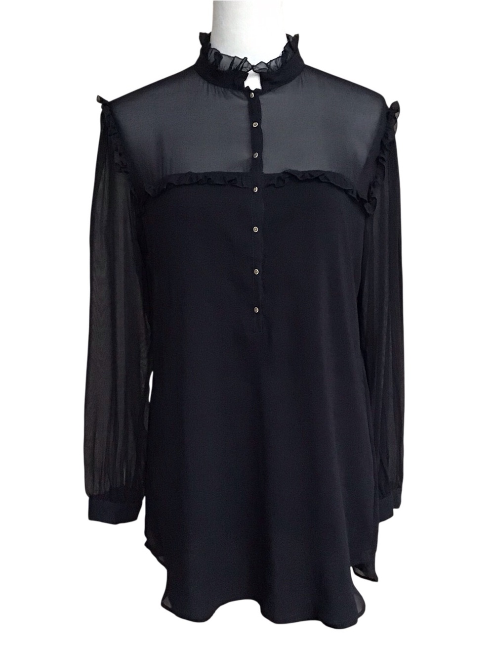 Anne Fontaine Calixte Silk Blend Long Sleeve Top